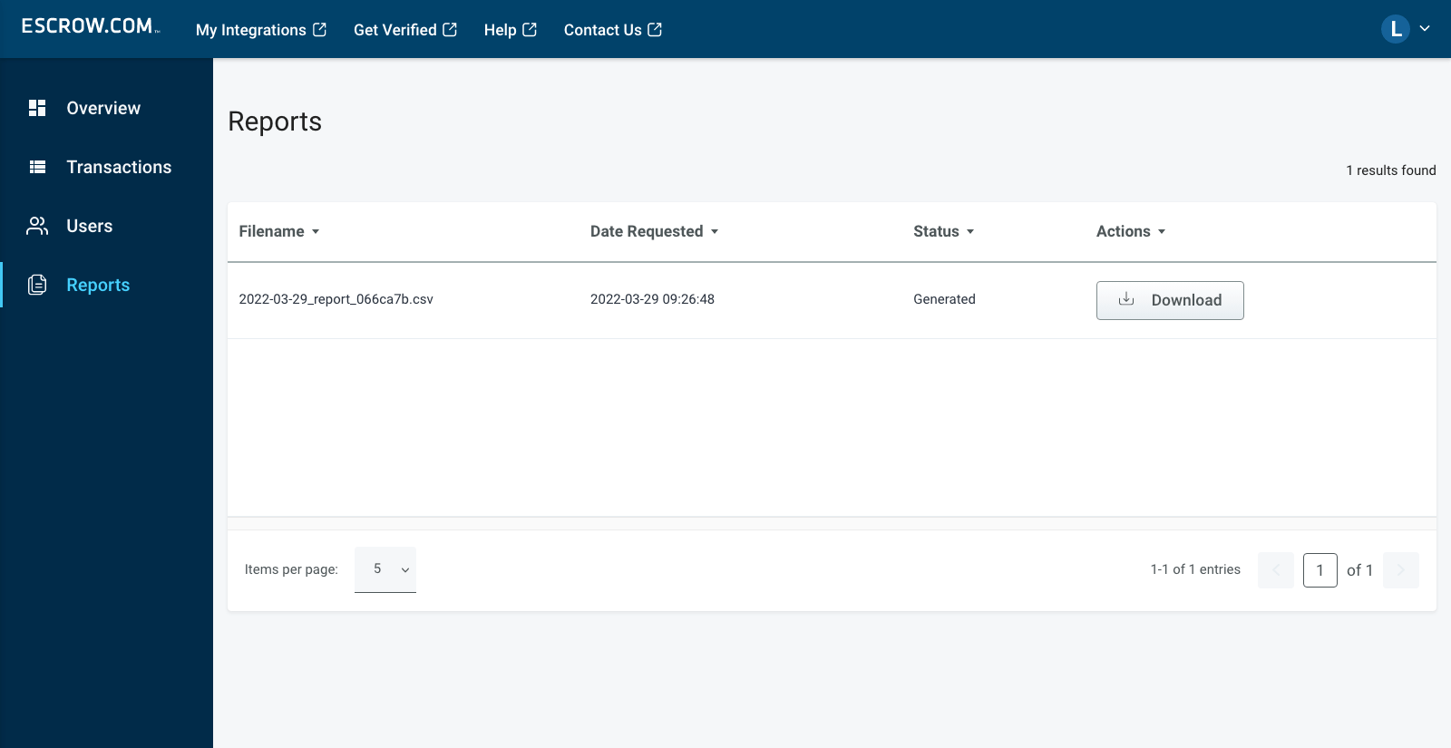 Escrow Partner Dashboard